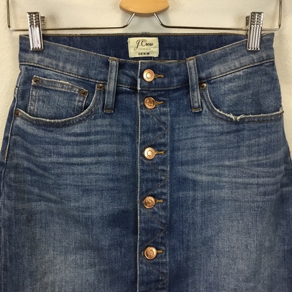 J. Crew Button-Front Denim Skirt - Picture 3 of 14